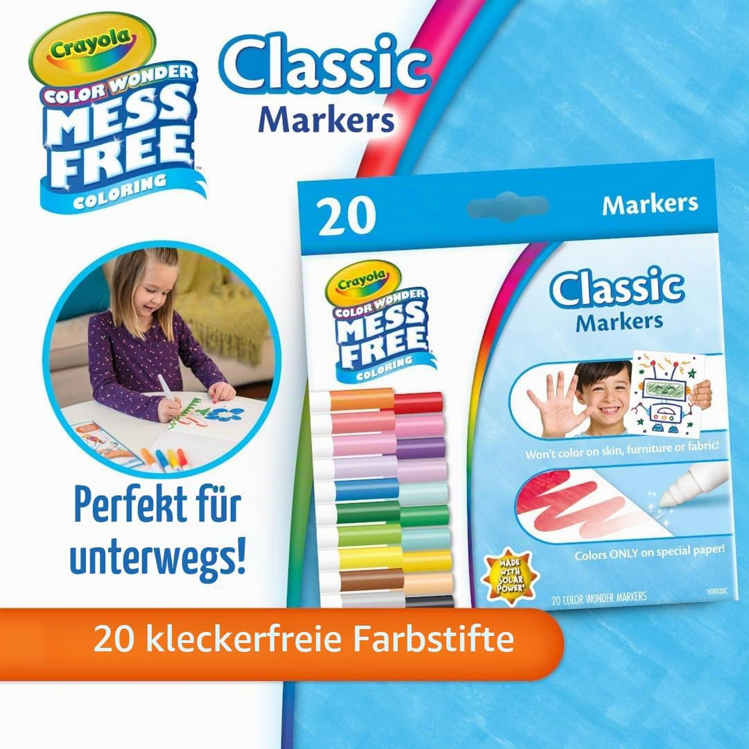 CRAYOLA Color Wonder Marker-Nachfüllset (20 ct), saubere breite Linienmarker für Kleinkinder, sauber