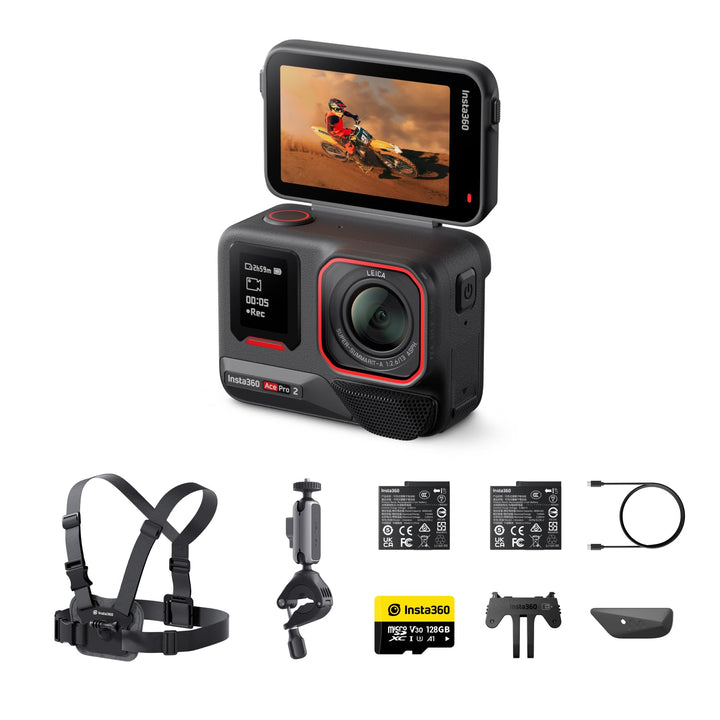 Insta360 Ace Pro 2 Bike-Bundle - 8K wasserdichte Actionkamera mit Leica entwickelt, 1/1,3" Sensor, D