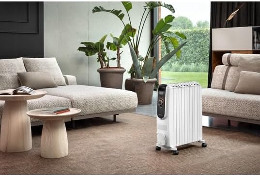 De'Longhi Dragon TRD04 1025 Dragon - Ölheizkörper 2500 W(Wärmeabgabe), 1100 Watt,52 x 16 x 65 cm,Wei