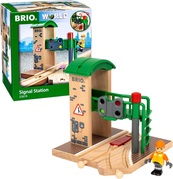 BRIO World 33674 - Signal Station - Zubehör Holzeisenbahn - Spielzeug ab 3 Jahren