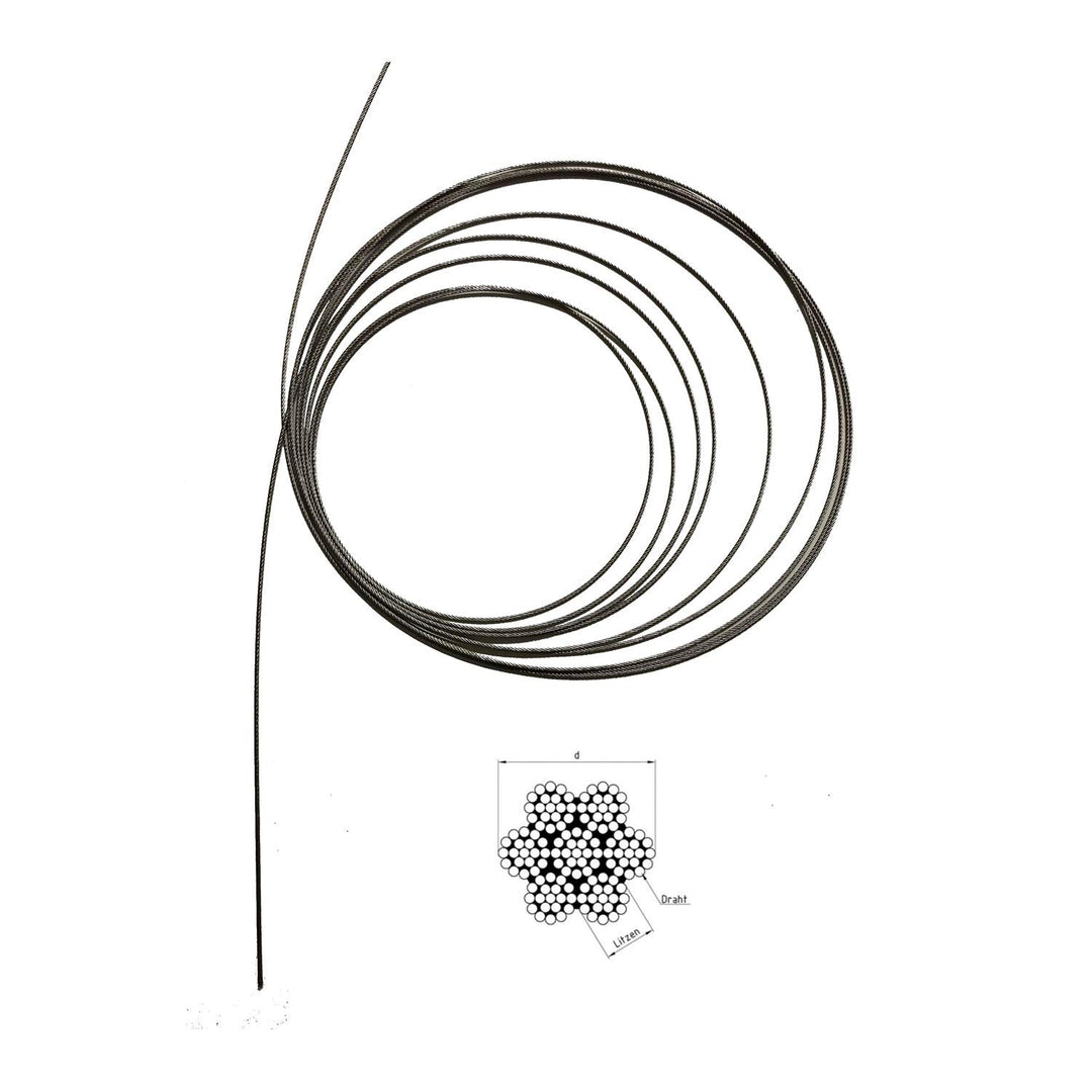 Drahtseil 3mm 25 Meter Edelstahl 7X19 EN 1.4401 weich A4 NIRO, Nirosta 25 Meter Drahtdurchmesser 3mm