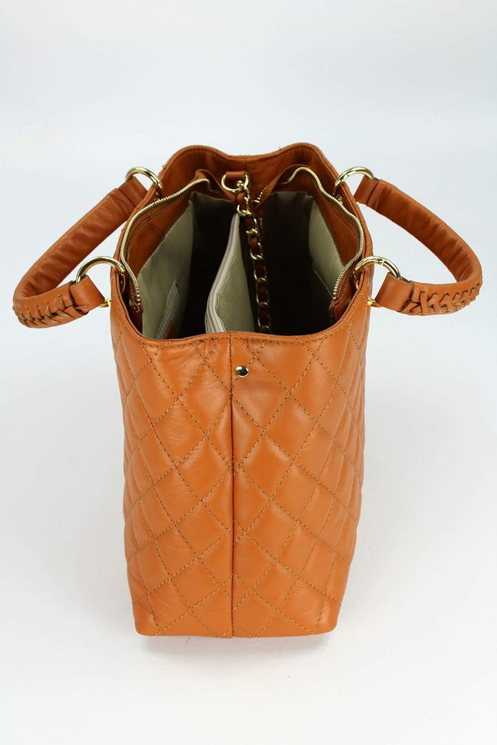 Belli edle italienische Echt Nappa Leder Damentasche Henkeltasche Umhängetasche gesteppt - 34x25x17