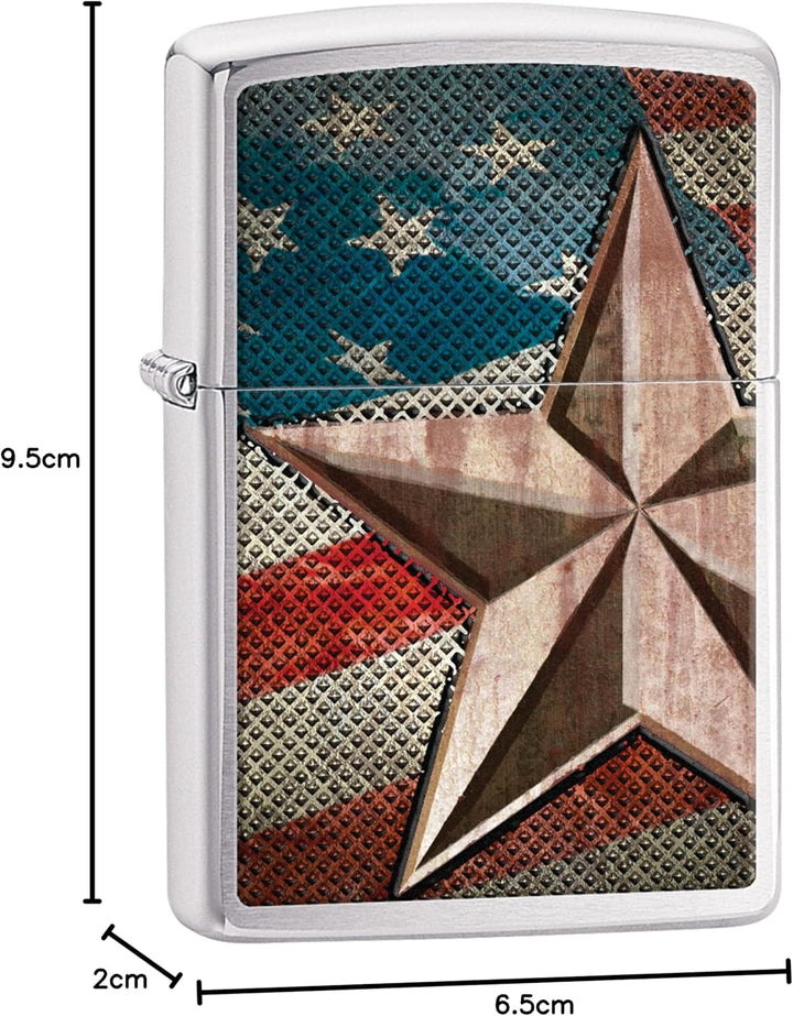 Zippo Us Army Star Winddichtes Feuerzeug Regular Edelstahloptik, Regular Edelstahloptik