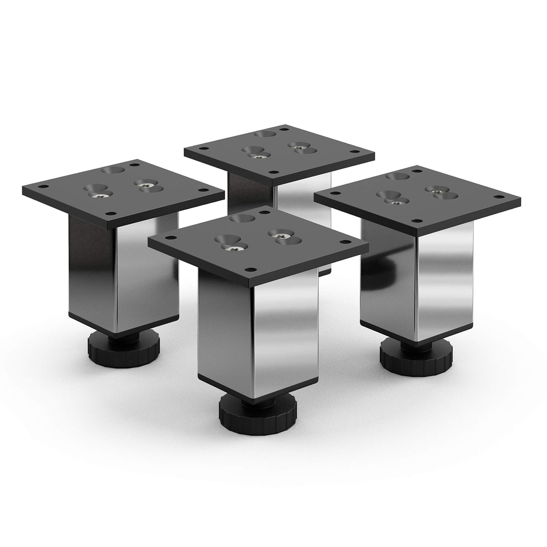 Sossai Exklusiv Möbelfüsse E4MF, höhenverstellbares 4er Set, Höhe: 80 mm, Chrom, aus Aluminium 45 x