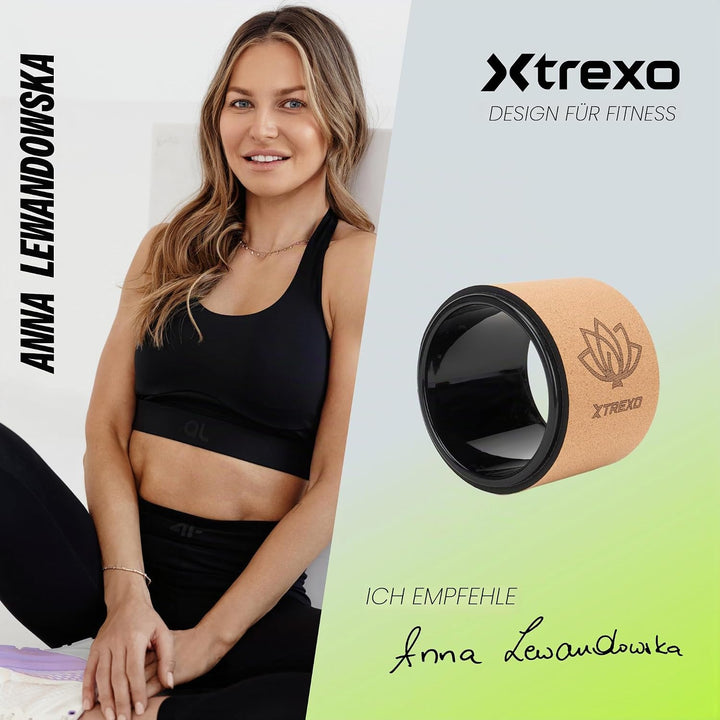 TREXO Yoga Rad Naturkork mit einem Durchmesser von 32 cm und einer Breite von 13 cm in Braun aus 100