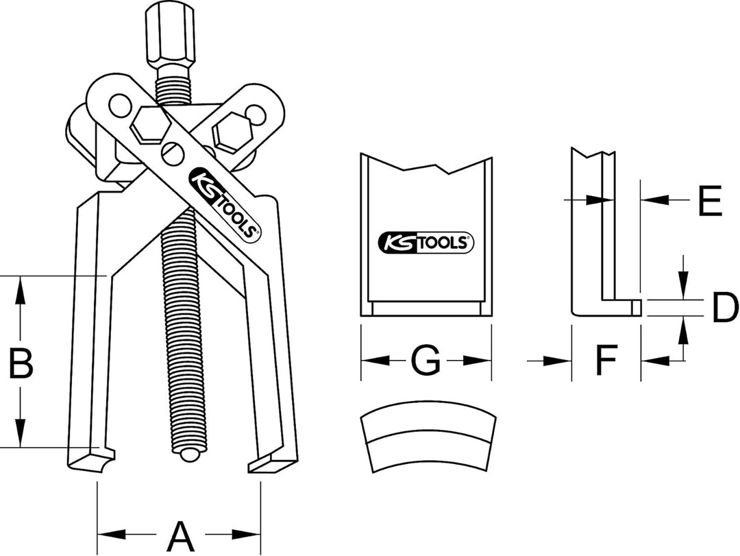 KS Tools 620.5201 Universal-Abzieher 2-armig, 6-100mm