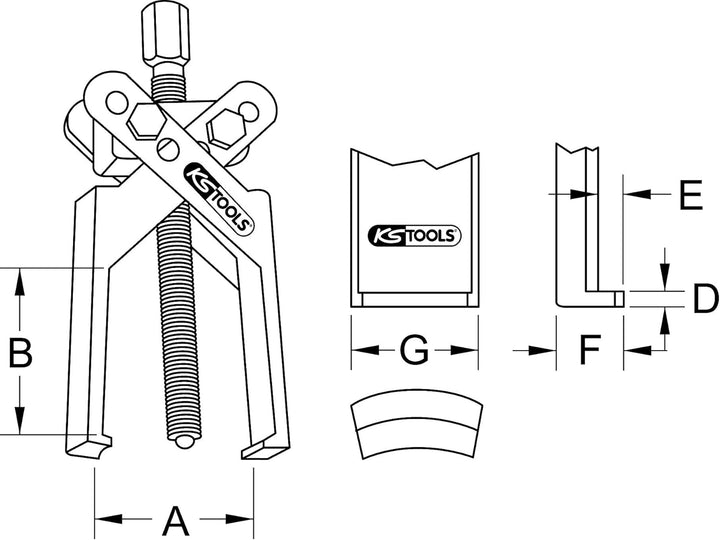 KS Tools 620.5201 Universal-Abzieher 2-armig, 6-100mm