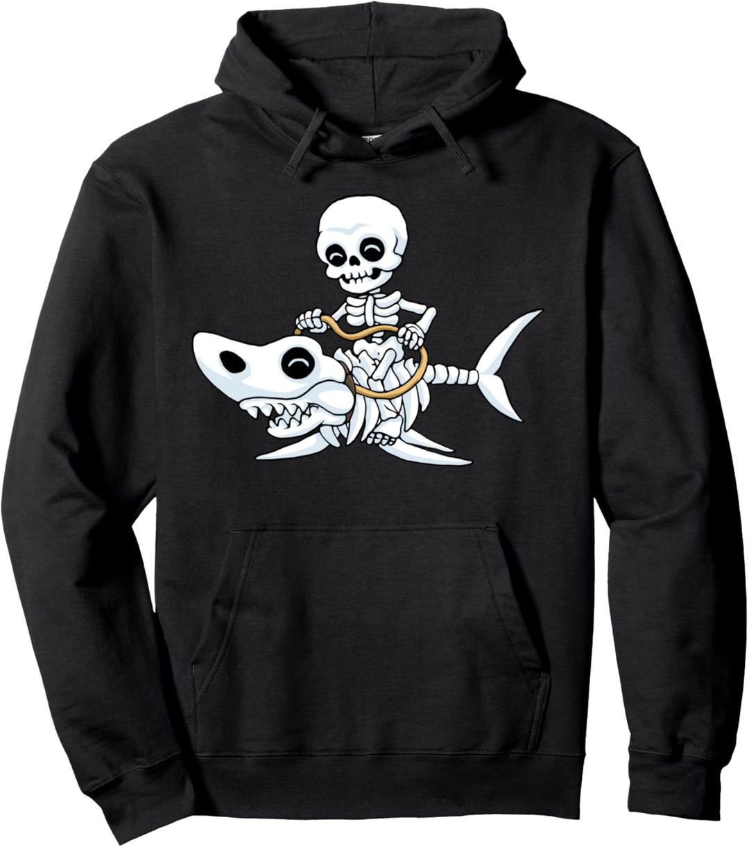 Halloween Hai Skelett Lustiges Halloween Pullover Hoodie