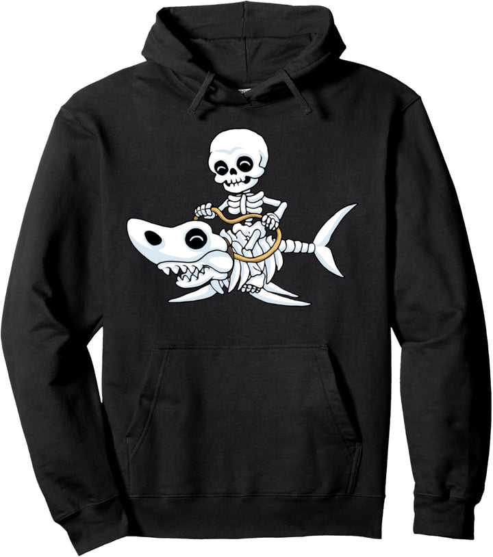 Halloween Hai Skelett Lustiges Halloween Pullover Hoodie