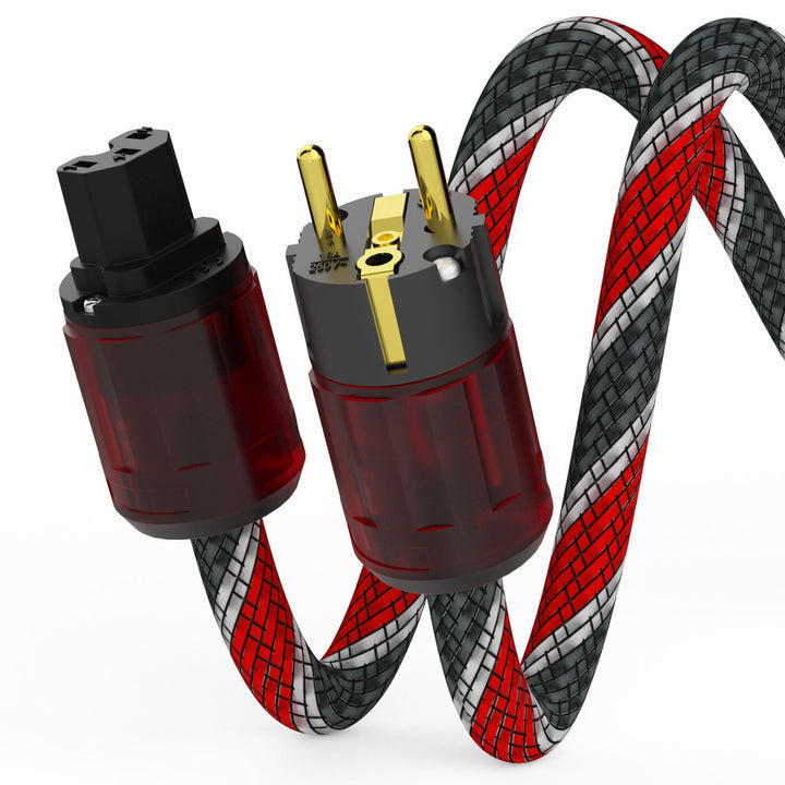 Monosaudio HiFi Netzkabel, φ17mm, 1,5M Kupfer Abschirmung Buchse Kaltgerätekabel 2 polig Hi-End OFC