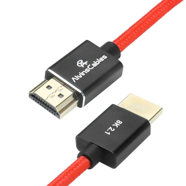 Alvin's Cables Linkswinkel Micro HDMI auf HDMI Kabel 8K@60Hz 4K@120Hz, Geflochtene Spirale HDMI 2.1