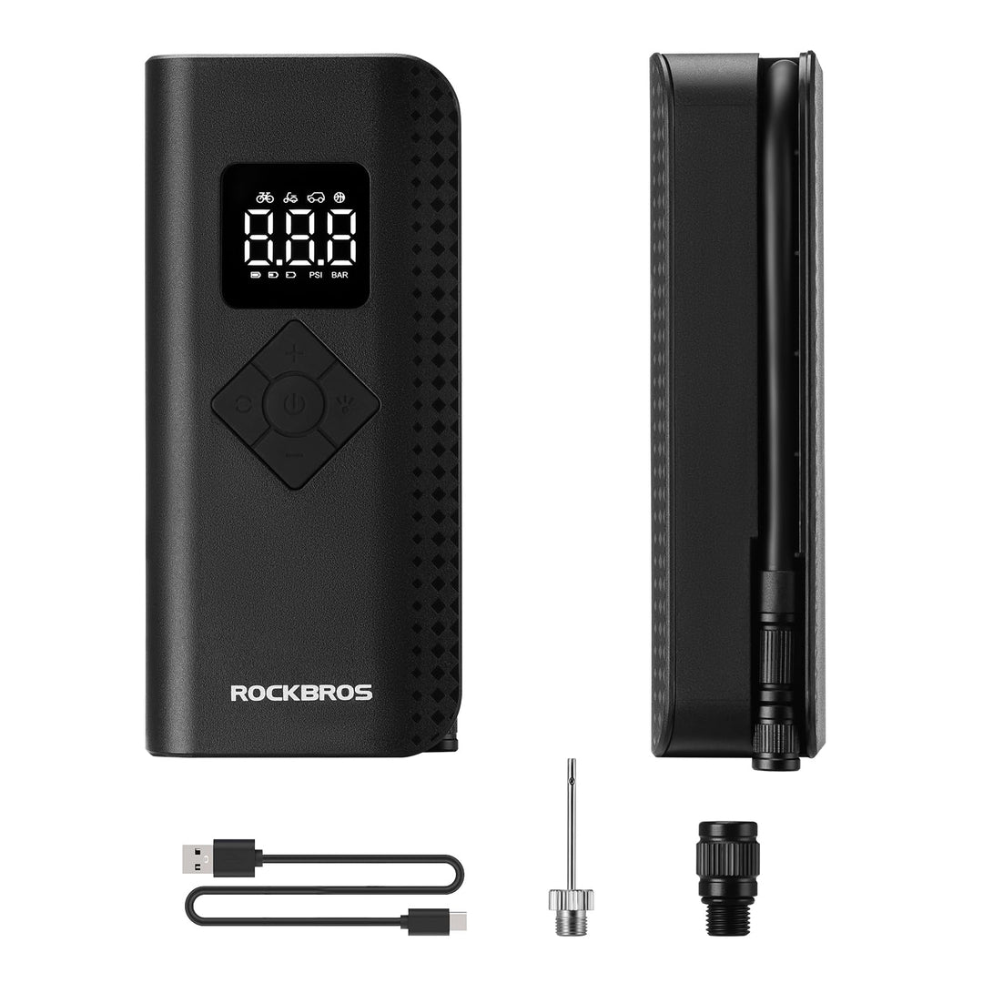 ROCKBROS Luftpumpe Elektrische Fahrradpumpe Mini Kompressor 7-150PSI 2000mAh 5 Modi Tragbare Kompati