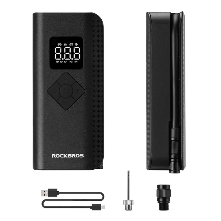 ROCKBROS Luftpumpe Elektrische Fahrradpumpe Mini Kompressor 7-150PSI 2000mAh 5 Modi Tragbare Kompati