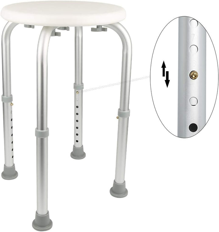 Duschhocker, höhenverstellbar 36 bis 54 cm, Duschstuhl, weiss, Aluminium, HDPE, rutschfeste Füsse, T