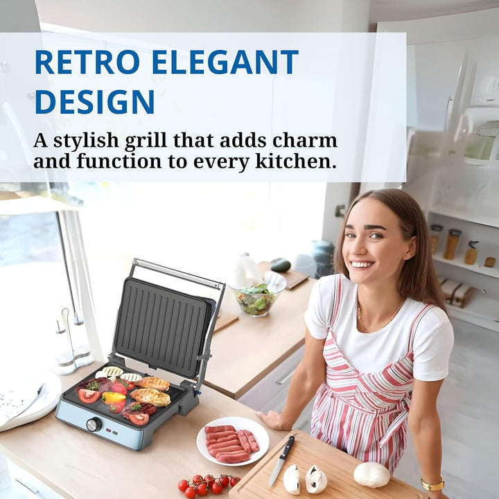 Westinghouse Retro-Kontaktgrill - 29 x 24 cm - 180° für beidseitiges Grillen - 2200W - Toaster - Ein