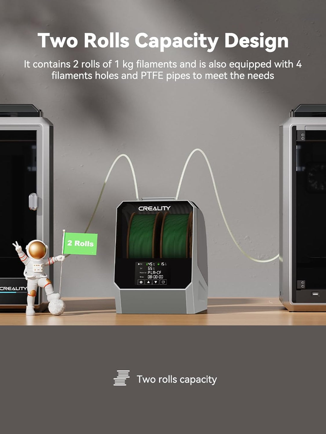 Creality Space PI Plus Filamenttrockner – Kapazität für 2 Rollen, 48-Stunden-Timer, 3,7-Zoll-Touchsc