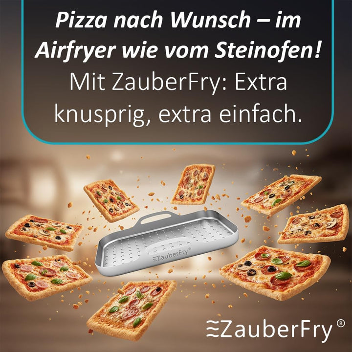 2er-Set Edelstahl-Pizzaeinsätze (rechteckig, gelocht) – kompatibel mit Ninja Heissluftfritteusen AF3