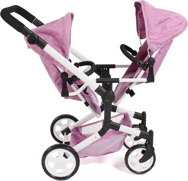 Bayer Chic 2000 - Puppenwagen Linus Duo, Zwillingspuppenwagen für Kinder von 4 bis 8 Jahren, Jeans p