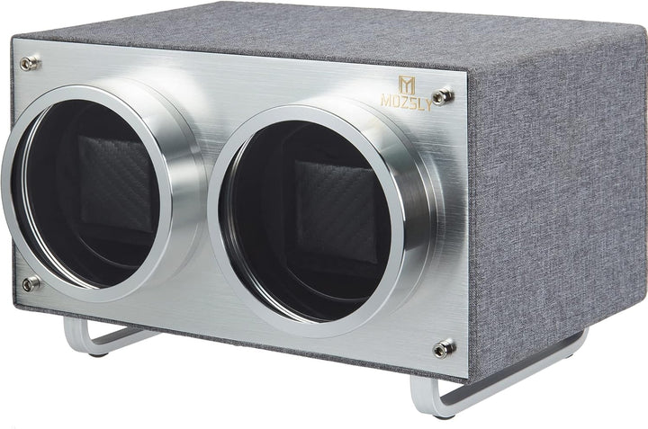 MOZSLY Doppel Uhrenbeweger für Automatik-Uhren mit leisem Motor 12 Rotationsmodi Einstellung Leder G