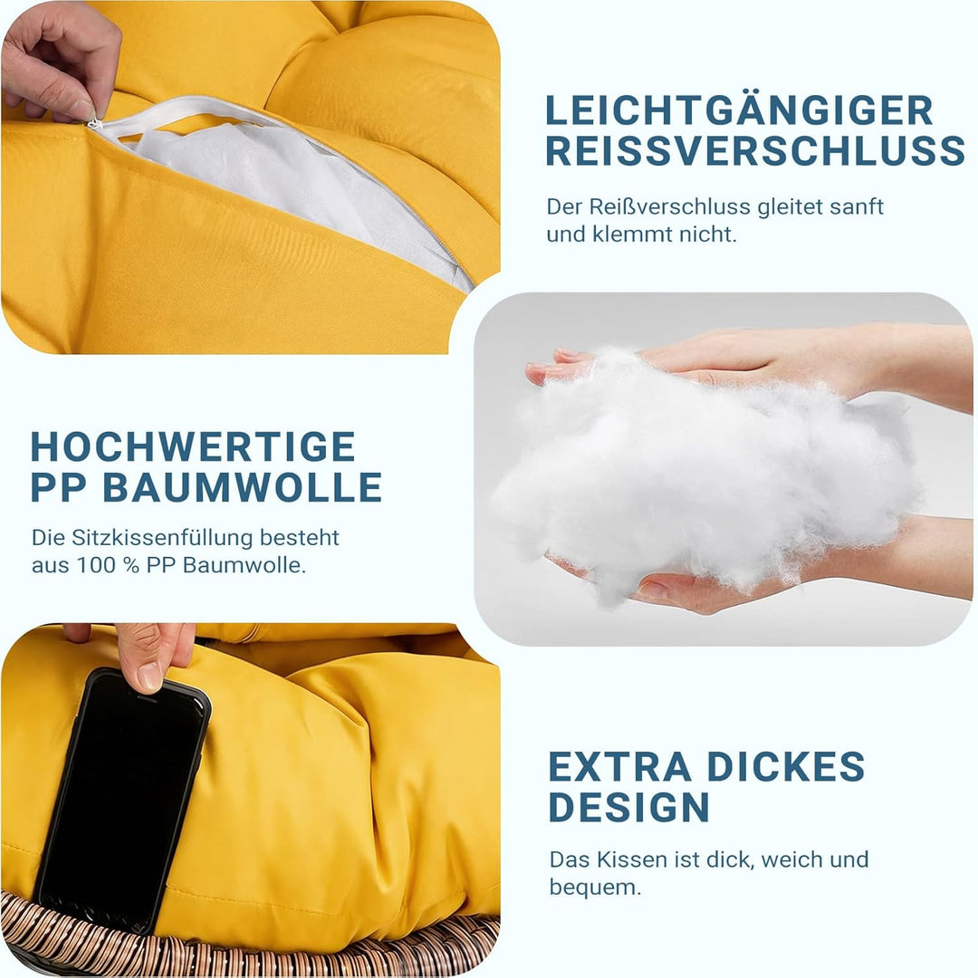 Hängesessel Kissen Ersatzkissen Outdoor: Thick Soft Polyester Sitzkissen 80x120 cm Egg Swing Cushion