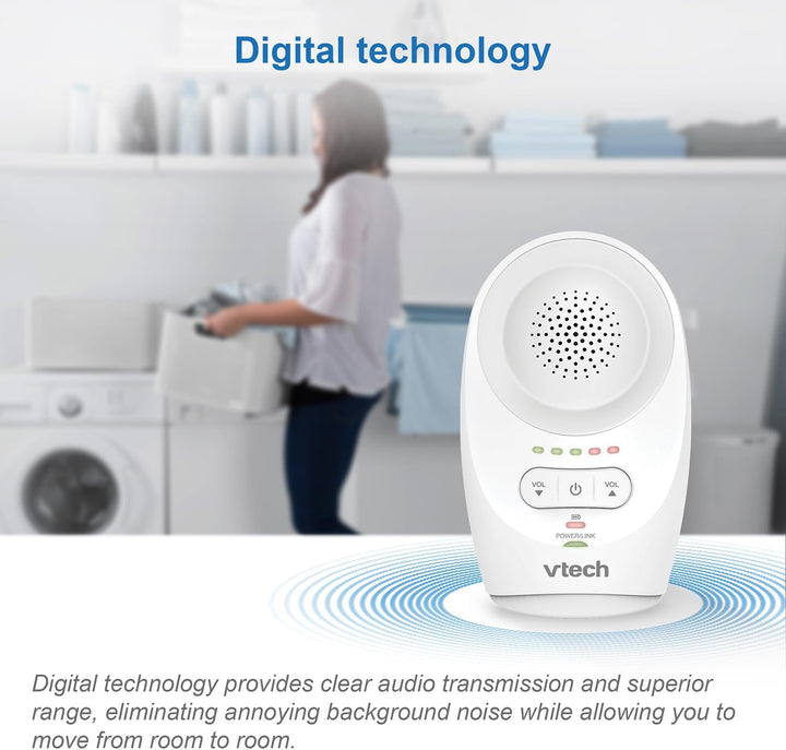 VTech Digitales Audio-Babyphon DM1111 – DECT-Technologie, Geräuschpegelanzeige, Gürtelclip u. v. m.