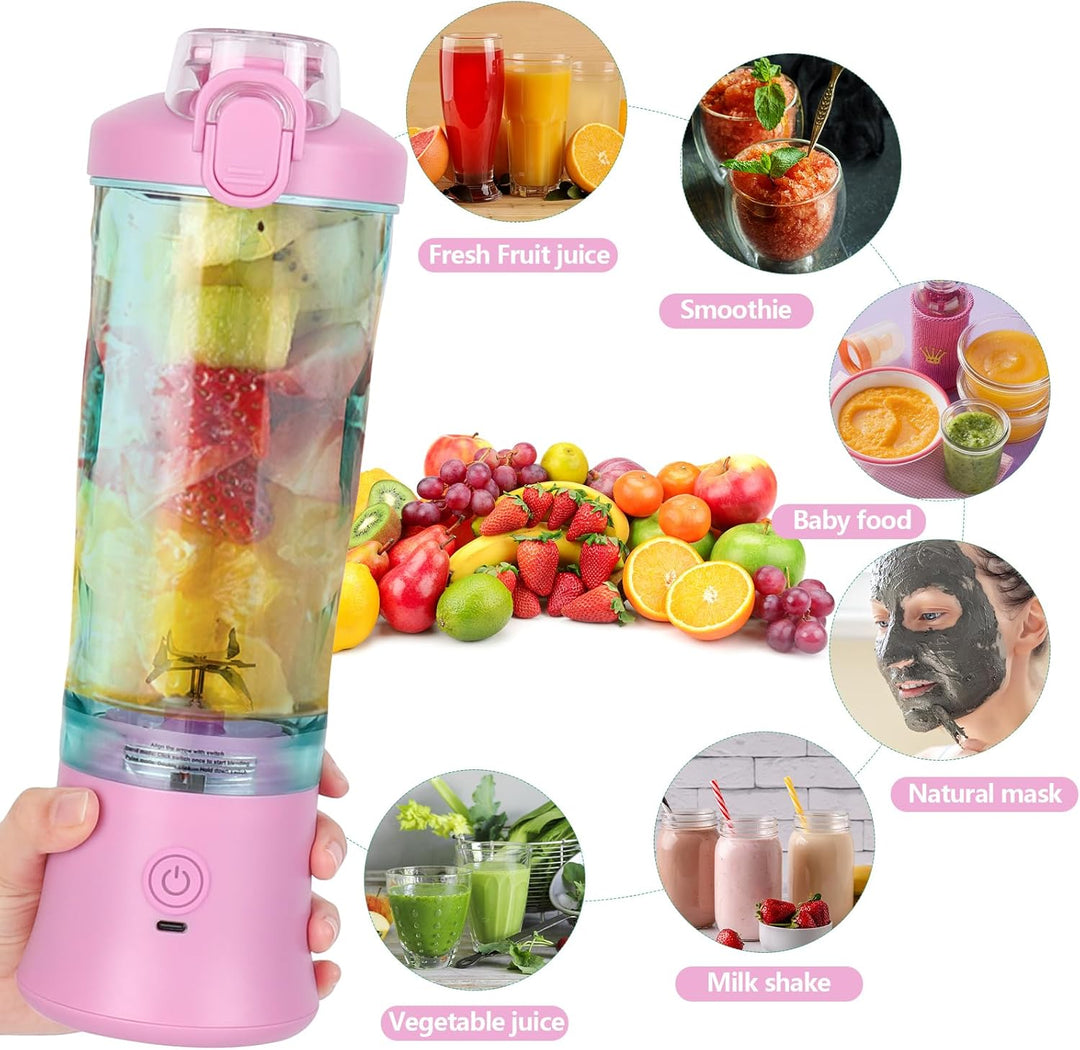 Dreamhigh® Mixer Smoothie Maker, 600ml Tragbarer Mixer für Smoothies und Shakes mit 6 Klingen, 4000m