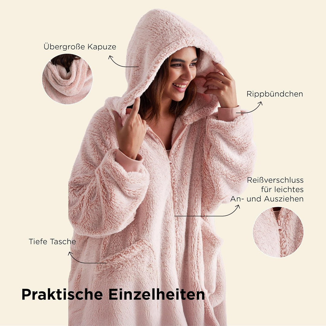 BEDSURE Hoodie Decke mit Ärmeln-Sherpa Kuscheldecke mit Ärmeln Kuschelpullover Tragbare Decke Hoodie