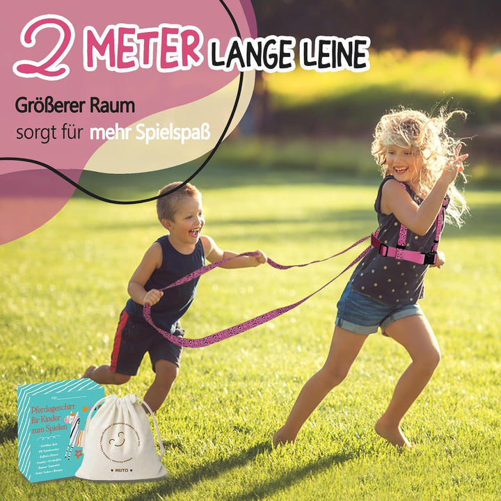 Pferdeleine zum Spielen für Kinder, Verstellbares Pferdegeschirr für Kinder, Pferde Spielleine für J