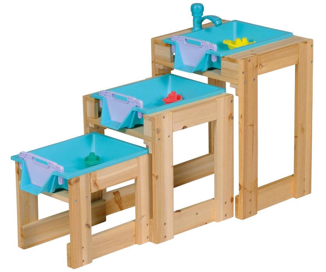 Happy People Wasser-Spieltisch 3er Set – mit Schleusenfunktion & handelsüblichem Schlauchanschluss –