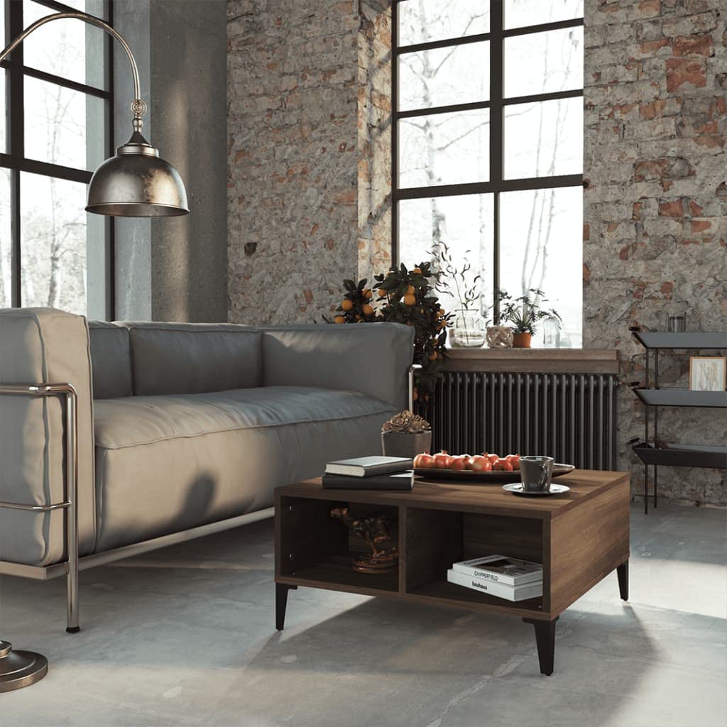 WIFESE Couchtisch mit 4 Fächer 60x60x30 cm Beistelltisch Holz Modernes Design Wohnzimmertisch Kleine