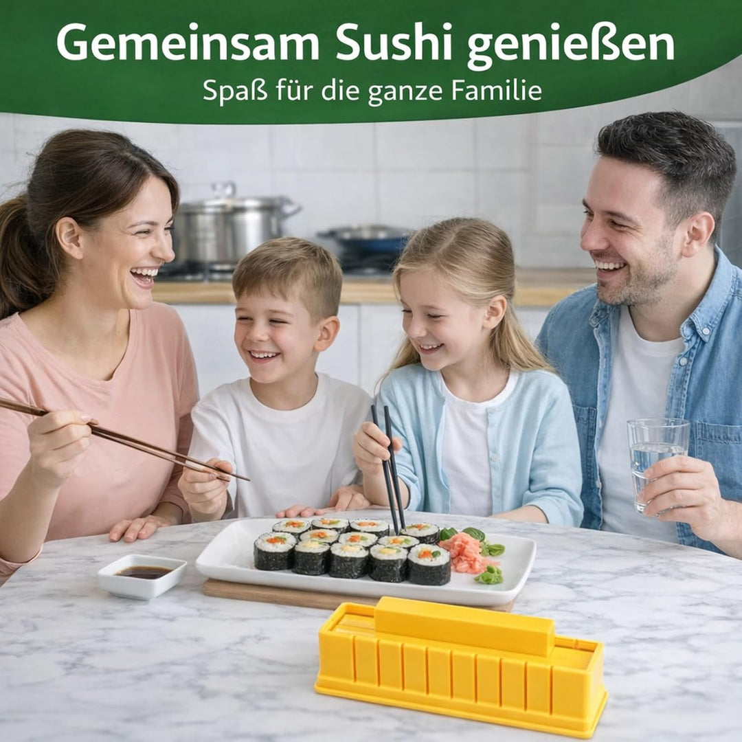 Sushi Maker Set 4-TLG. für Anfänger & Kinder – DIY Sushi Form mit Presse für quadratische Rollen – K