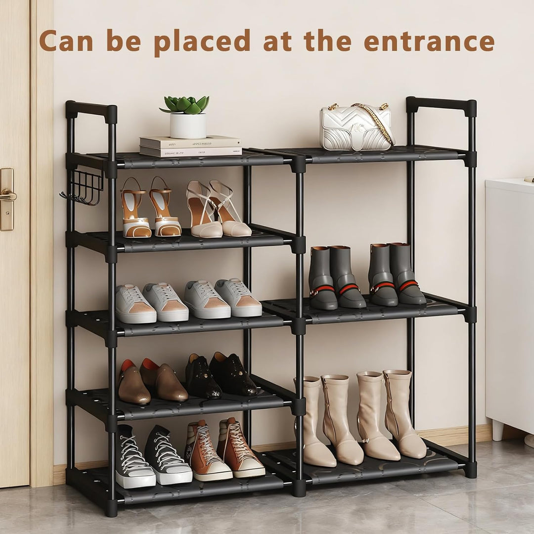 5 Ebenen Schuhregal, 83 cm Breit Platzsparend Schuhständer mit hoher Etage für Stiefel, Freistehende