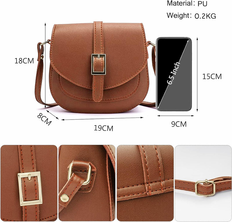 FANDARE Damen Umhängetasche Schultertasche Leder Crossbody Bag Damentasche Schulterriemen Frauen Abe