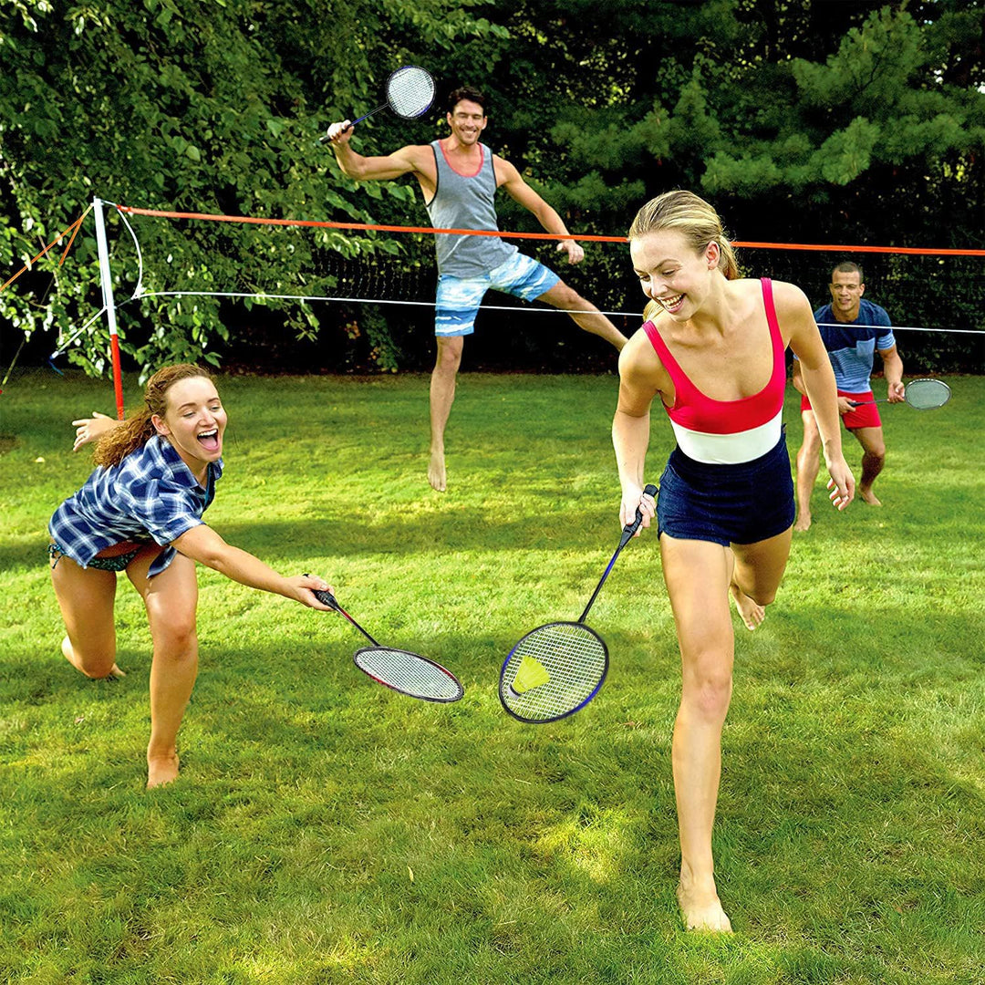 KH Federball Set Badminton Schläger Set of 2 oder 4 für Erwachsene Kinder, Schläger, Federbälle und