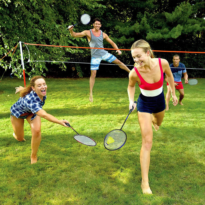 KH Federball Set Badminton Schläger Set of 2 oder 4 für Erwachsene Kinder, Schläger, Federbälle und