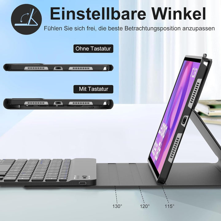 FOGARI Tastatur Hülle für Lenovo Tab K11 Plus 11.45 Zoll 2024, QWERTZ Deutsches Magnetisch Abnehmbar