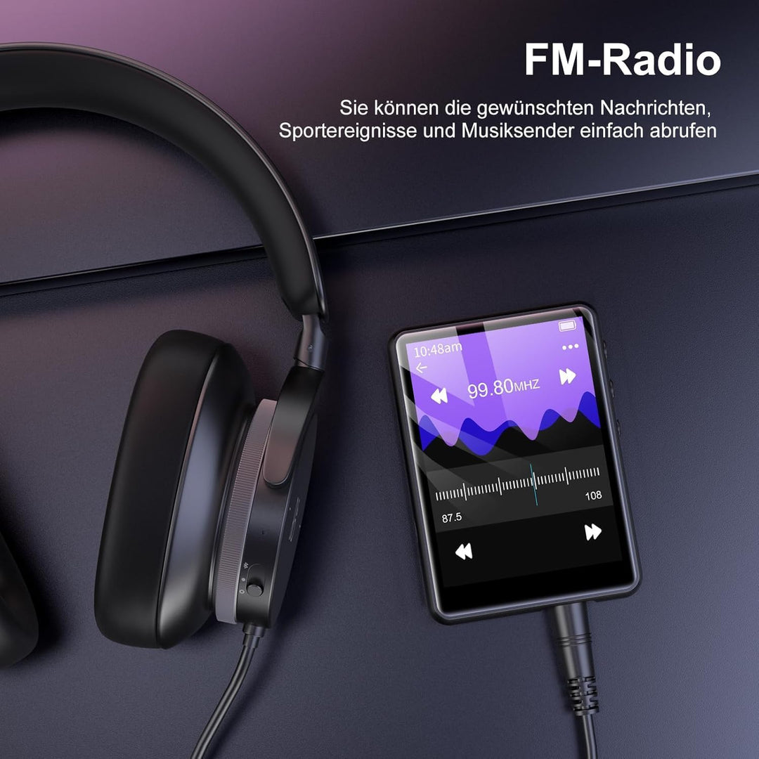 SWOFY 64GB MP3 Player Bluetooth 5.3 HiFi Music Player, 2.4-Zoll Touchscreen MP3 Player mit Lautsprec