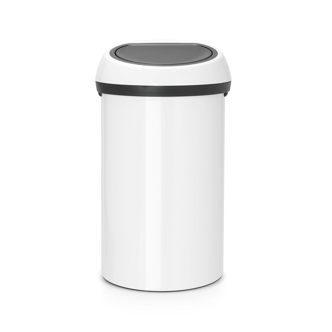 Brabantia 108686 Abfalleimer Touch Bin 60 L mit Deckel in weiss/grau, Plastik, Weiss, 58 x 28 x 28 c