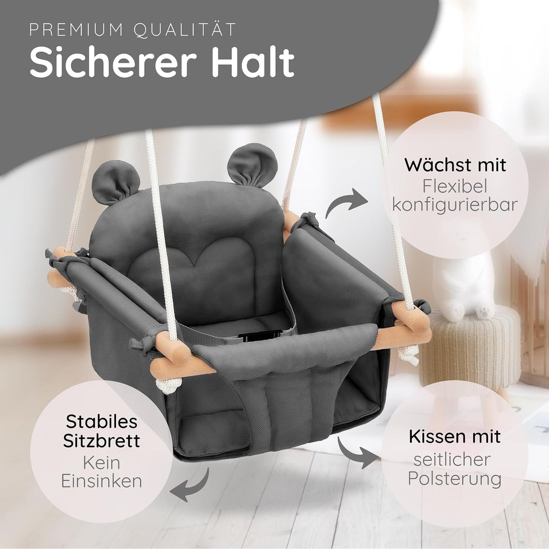 AMAZINGs Baby und Kinderschaukel | Mitwachsende Babyschaukel. Komplettset mit Aufhängung für Indoor