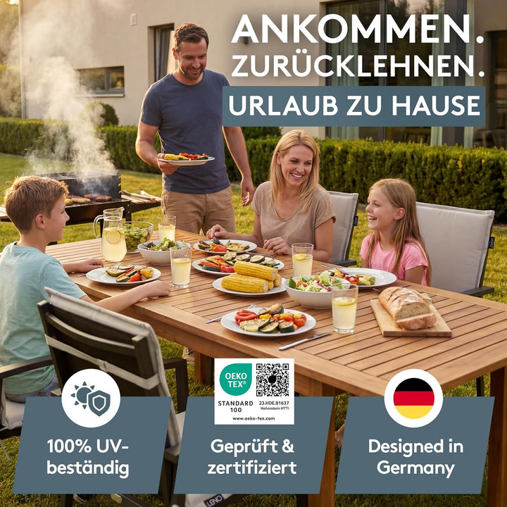 LILENO HOME Gartenstuhl Auflagen [1er Set - Niedriglehner] in Grau - Bequeme Liegen als Sitzauflagen