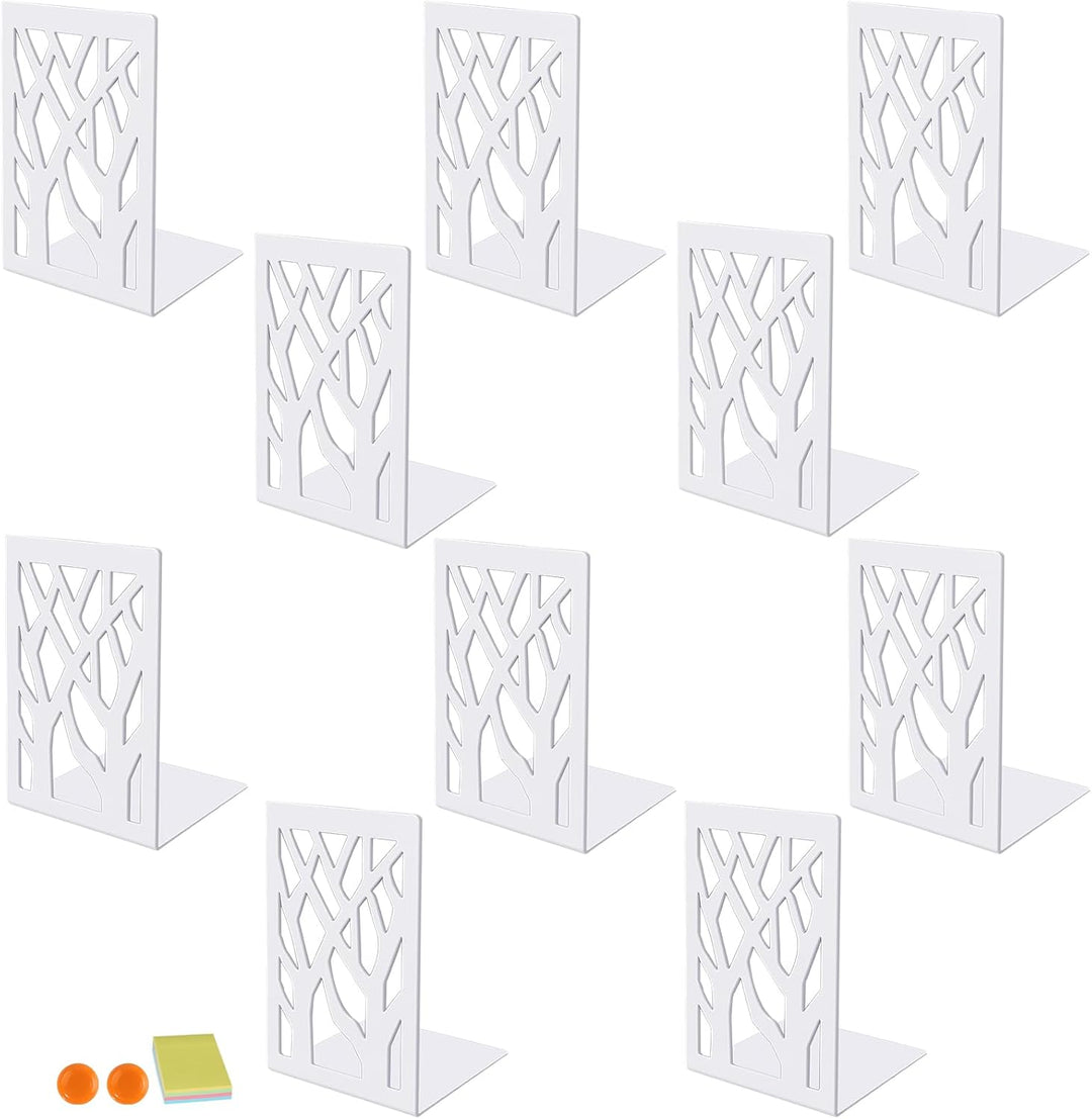 DIFIT Buchstütze, Buchstützen, 5 Parr(= 10 Stück) Metall Buchstützen, Weiss Bücherstütze Book Holder