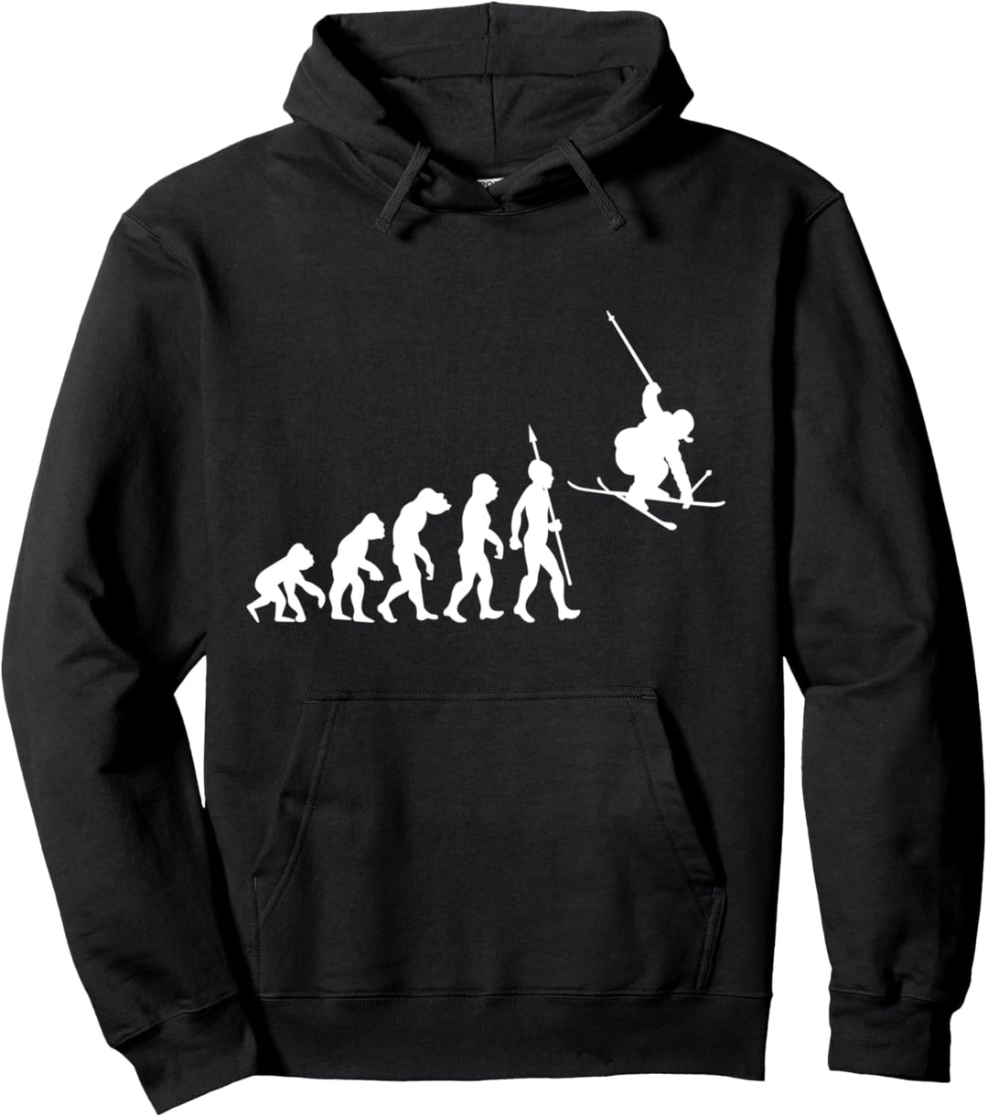 Skifahren Skilaufen Skifahrer Evolution Lustig Apres Ski Pullover Hoodie