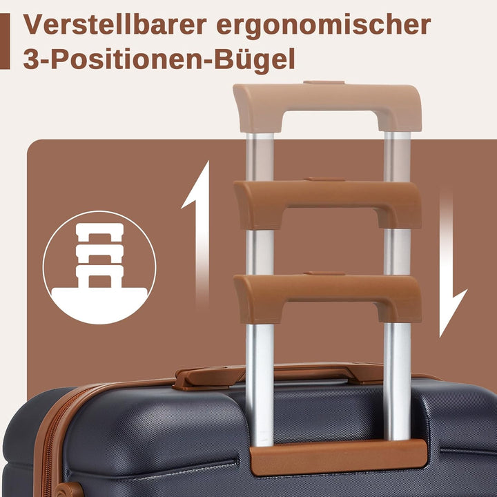 KONO Koffer Reisekoffer Trolley Koffer mittelgross von ABS+PC Hartschalenkoffer mit Zwillingsrollen
