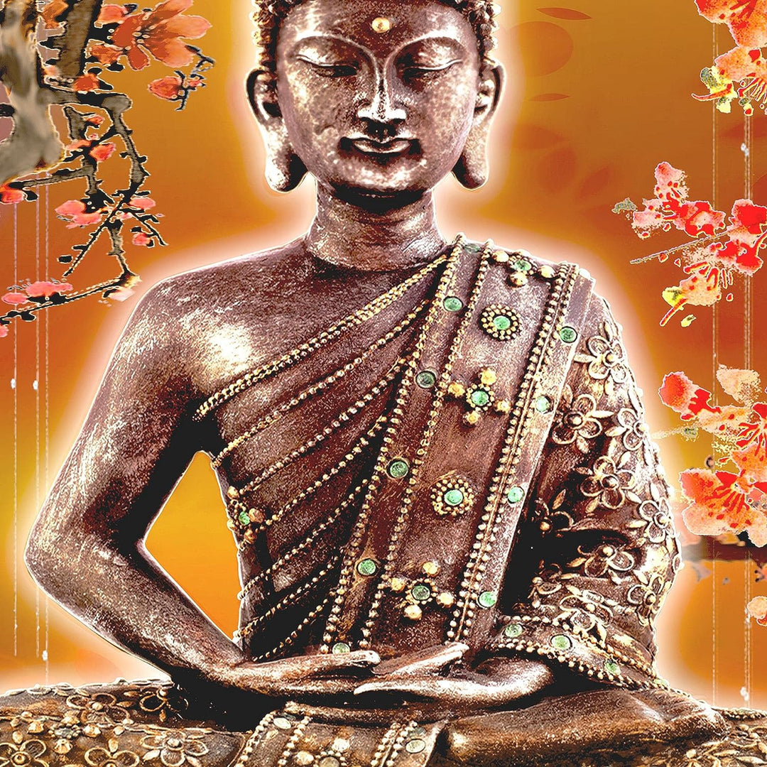 Runa Art Wandbilder Buddha Feng Shui 5 Teilig Bild auf Vlies Leinwand Deko Wohnzimmer Schlafzimmer W