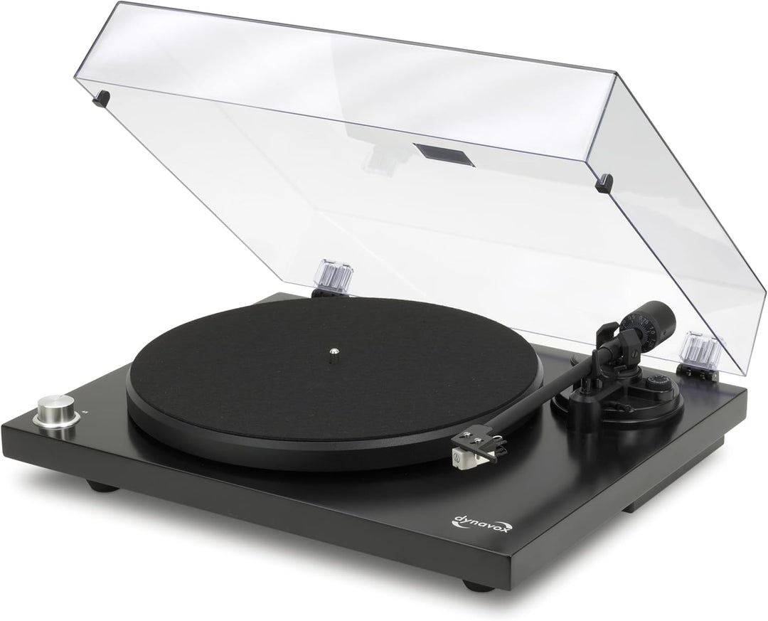 DynaVox HiFi-Plattenspieler PS-320 BT, manueller Schallplattenspieler mit Riemenantrieb, Bluetooth-S