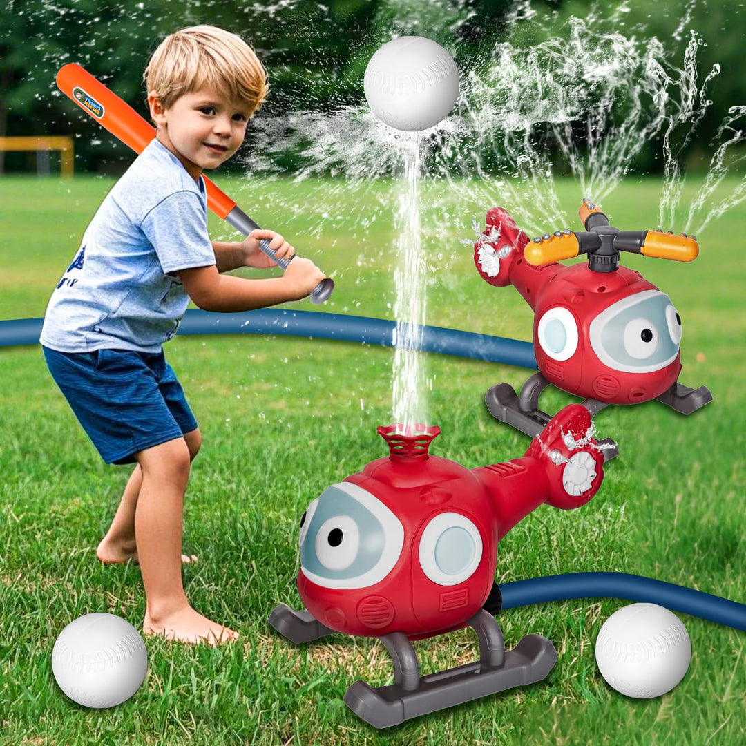 Wassersprinkler-Baseballspielzeug für Kinder, Hubschrauber -Sprinklerball-Set, 2-in-1-Outdoor-Sprink