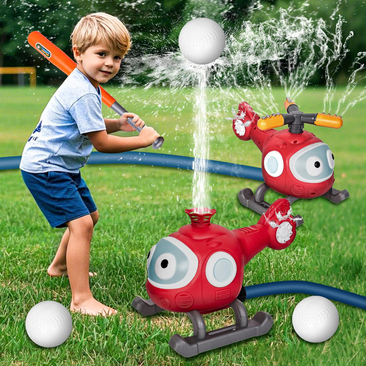 Wassersprinkler-Baseballspielzeug für Kinder, Hubschrauber -Sprinklerball-Set, 2-in-1-Outdoor-Sprink