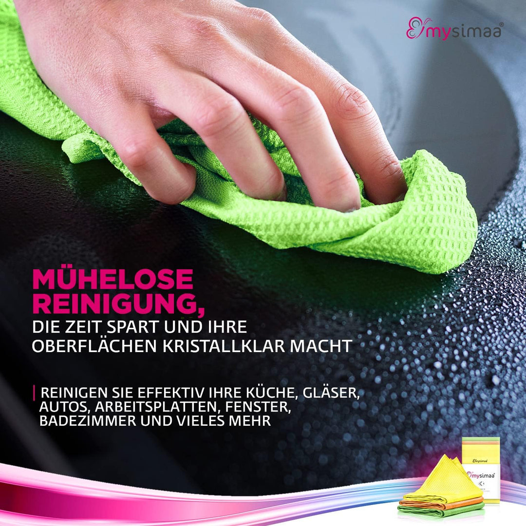 mysimaa Mikrofasertücher 40x40 – Fenstertuch Streifenfrei, Microfasertuch Autopflege, Putzlappen Küc