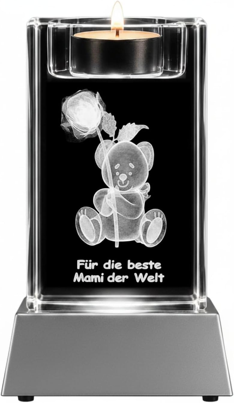 Kaltner Präsente Stimmungslicht - EIN ganz besonderes Geschenk: LED Kerze/Kristall Glasblock / 3D-La