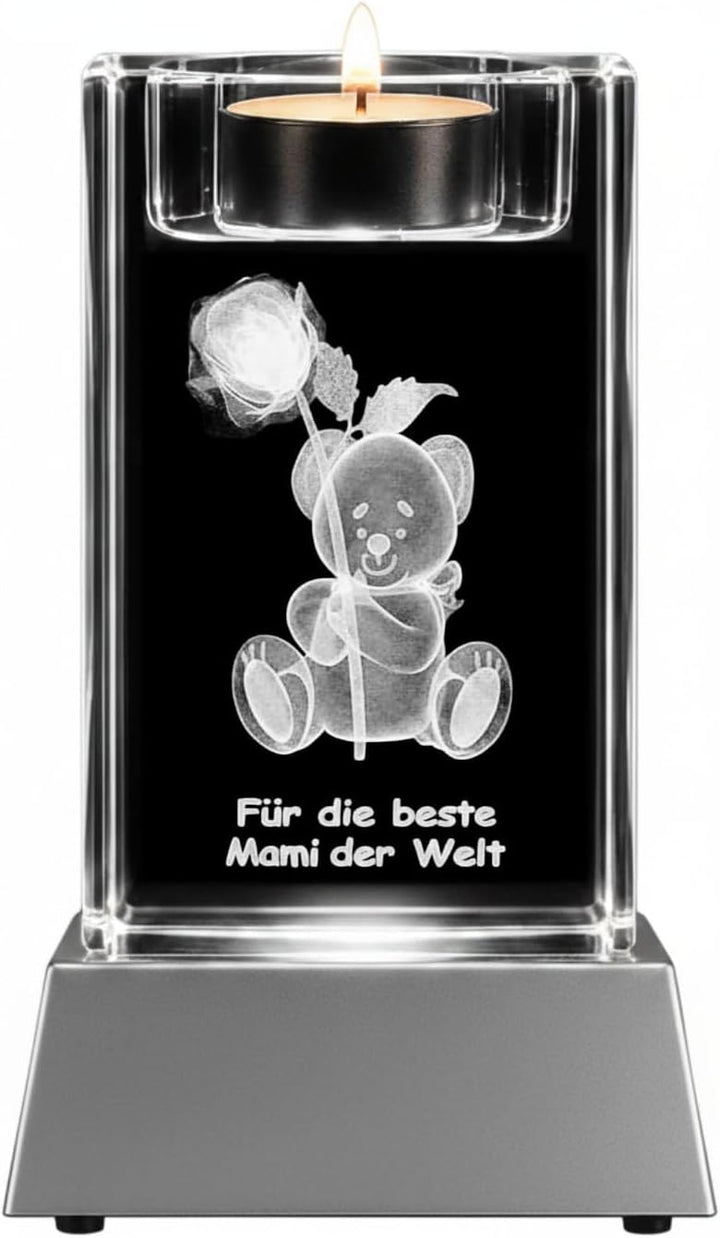 Kaltner Präsente Stimmungslicht - EIN ganz besonderes Geschenk: LED Kerze/Kristall Glasblock / 3D-La